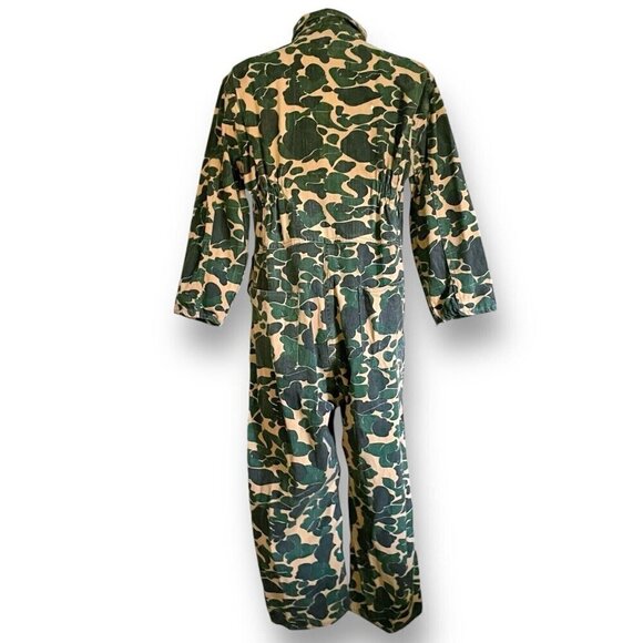 Vintage 1960s Bullseye Bill Mens Hunting Coveralls Sz Large XL Camo Duck Canvas - Picture 9 of 13